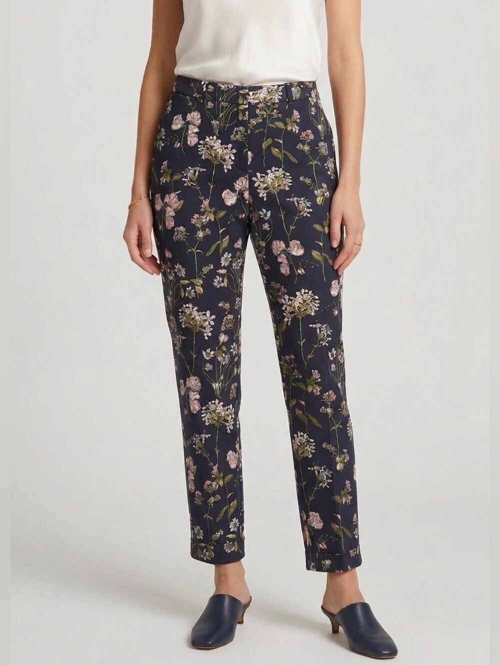 ​Tommy Hilfiger Floral Ankle Pants 14 Navy Work Office Chic Dressy Casual Garden